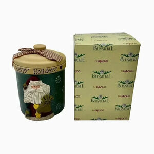 Christmas Stoneware Enesco Cookie Jar Santa Claus Spaghetti Beard Holiday Decor